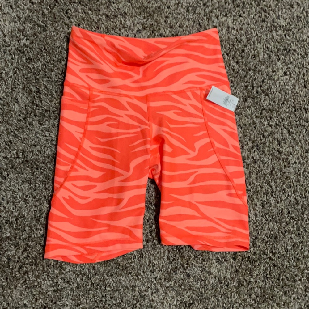 Bright pink zebra biker shorts